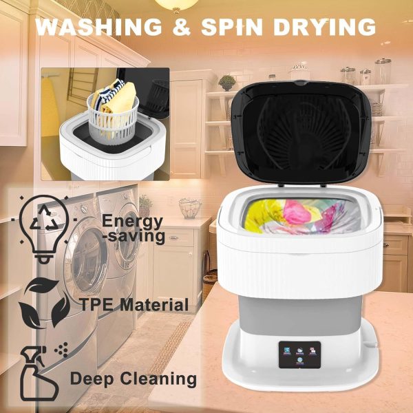 ⁦ALMEKAQUZ Portable Washing Machine, 11.5 Liter Mini Washer for Small Clothes, Underwear, Baby Clothes, Socks, Foldable Portable Washer for Apartments, Homes, Hotels, Camping, Rvs (Gray)⁩ - الصورة ⁦4⁩
