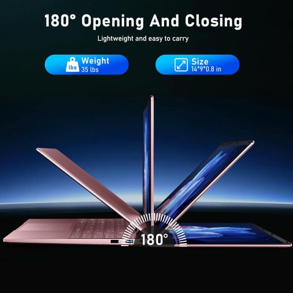 ⁦FUNYET Gaming Laptop, 16 Inch Laptop Computer with Win 11 Pro, 12th Gen N150 Processor(up to 3.6GHz), 16GB RAM 512GB SSD, Backlit Keyboard, FHD 1920 * 1200, Bluetooth. Rose Gold.⁩ - الصورة ⁦8⁩
