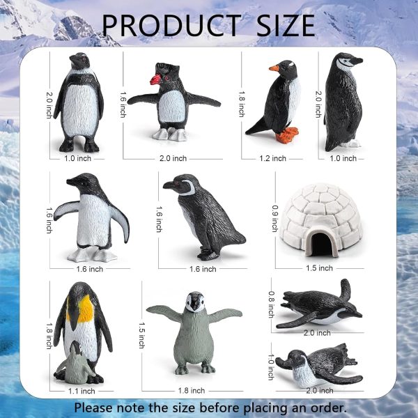 ⁦11pcs Mini Penguin Figurines, Realistic Plastic Penguin Figures Arctic Miniature Penguin Figurines Penguin Cake Topper Mini Penguin Toys Tiny Animals for Party Supplies Gifts for Kids⁩ - الصورة ⁦2⁩