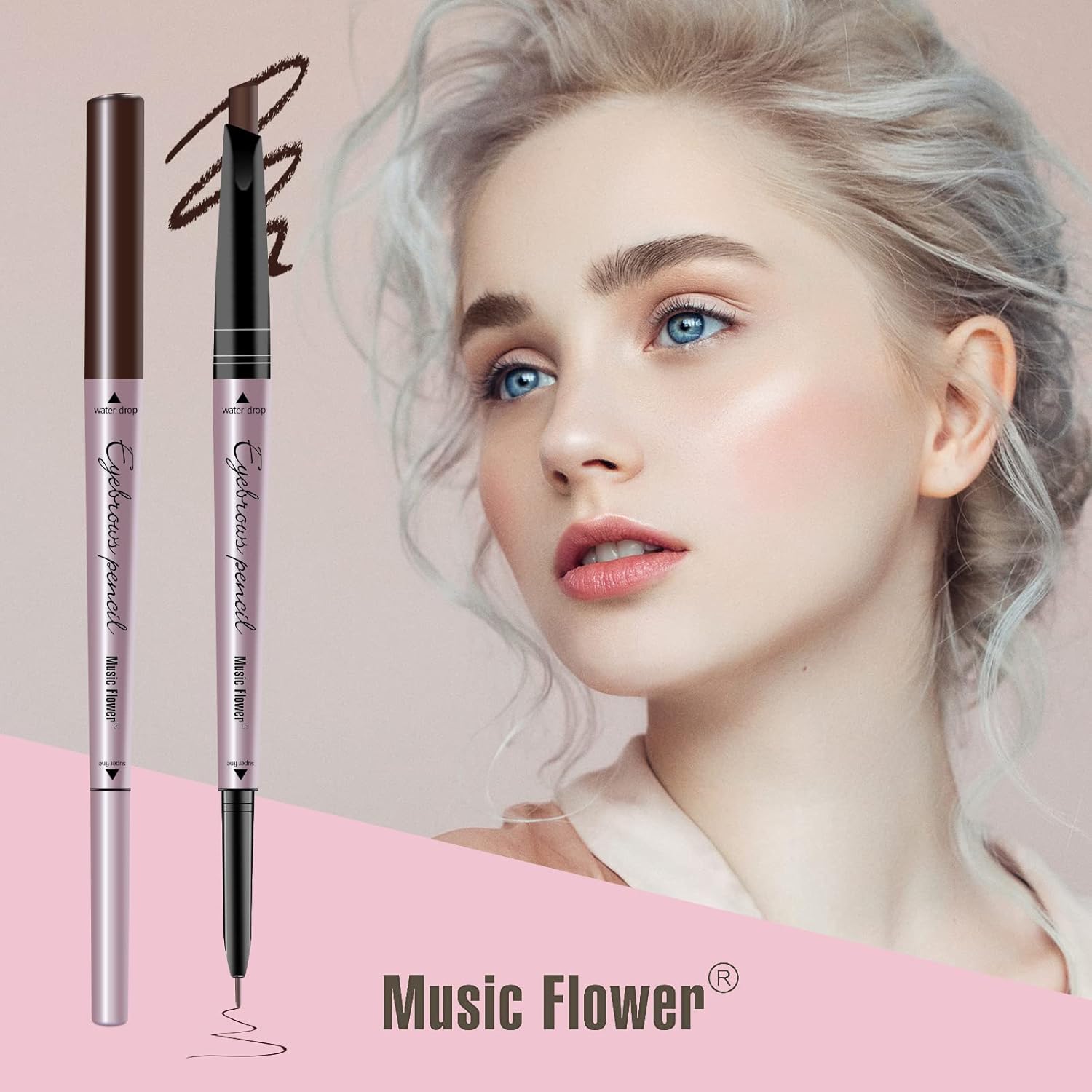 Music Flower Eyebrow Pencil Double Head Long-lasting Eye Makeup outlining and filling Creates Natural Looking Brows (1# Dark Brown) 8 Music Flower Eyebrow Pencil Double Head Long-lasting Eye Makeup outlining and filling Creates Natural Looking Brows (1# Dark Brown) - الصورة 8