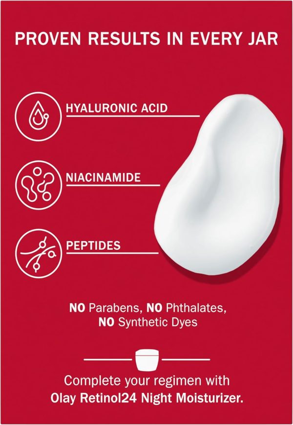 ⁦Olay Hyaluronic Acid Face Moisturizer, Instant Hydration for Women, Fragrance-Free - Dry Skin Solution, Glowing, Smoothing, Plumping, Renewing - Niacinamide, Amino Peptides 1.7 Oz⁩ - الصورة ⁦15⁩