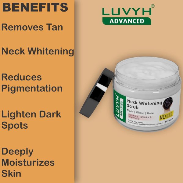 ⁦Luvyh Neck-Elbow & Knee-Feet Brightening Scrub For Reduces Blackness Of Neck, Elbo & Feet for all Body skin types- Scrub 100g, All Skin Types No Parabens, No Mineral Oil, No Sulphate, No Silicone⁩ - الصورة ⁦5⁩