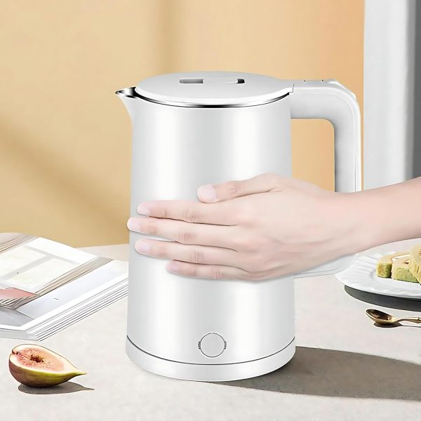 ⁦Electric Kettle, 1.8L Capacity, 1500W Fast Boil, Auto Shut-Off, White | غلاية ماء صغيرة 1500 واط مع صينية وكوبين | غلاية شاي كهربائية | غلاية مياه⁩ - الصورة ⁦5⁩