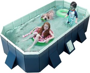 Oydas Foldable Non-Inflatable Swimming Pool, Rectangular, Perfect for Backyard Family Fun, Pet Bathing, and Private Outdoor Relaxation (210 * 140 * 55cm)