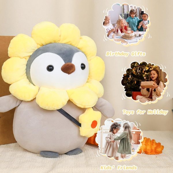 ⁦Azonee Penguin Stuffed Animals Plush, 9.8 inch Cute Stuffed Animal Penguin with Sunflower Outfit, Gifts for Kids for Animal Themed Parties Teacher Student Award, Animal Toys⁩ - الصورة ⁦2⁩