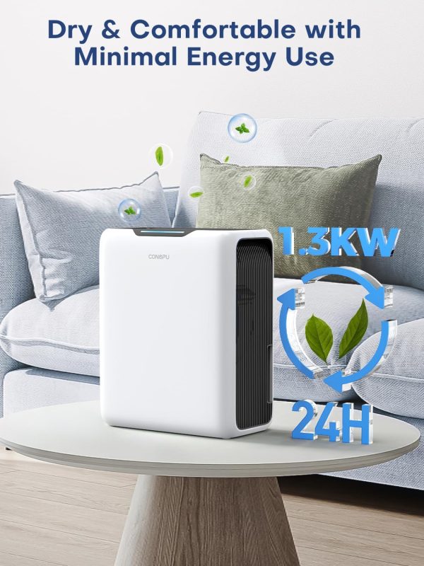 ⁦CONOPUPlus Dehumidifier 3000ML, Home Mould Dehumidifier for 20㎡, Sleep Mode 30 dB, Timer 6-24H, Automatic Defrost, 1.3 kWh, Portable Dehumidifier for Bedroom, Bathroom, Kitchen⁩ - الصورة ⁦6⁩