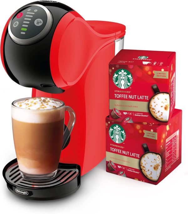 ⁦Delonghi edg315.r dolce gusto genio s plus toffee nut latte bundle, 0.8 liters, red⁩ - الصورة ⁦2⁩