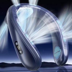 DATTOY Neck Air Conditioner, 360° Cooling Neck Fan, 8000mAh Rechargeable Wearable AC Air Conditioner with Large Cooling Plate,Blow Cold Air 3 Speeds Portable Personal Instant Neck Fan Cooler (Blue O)