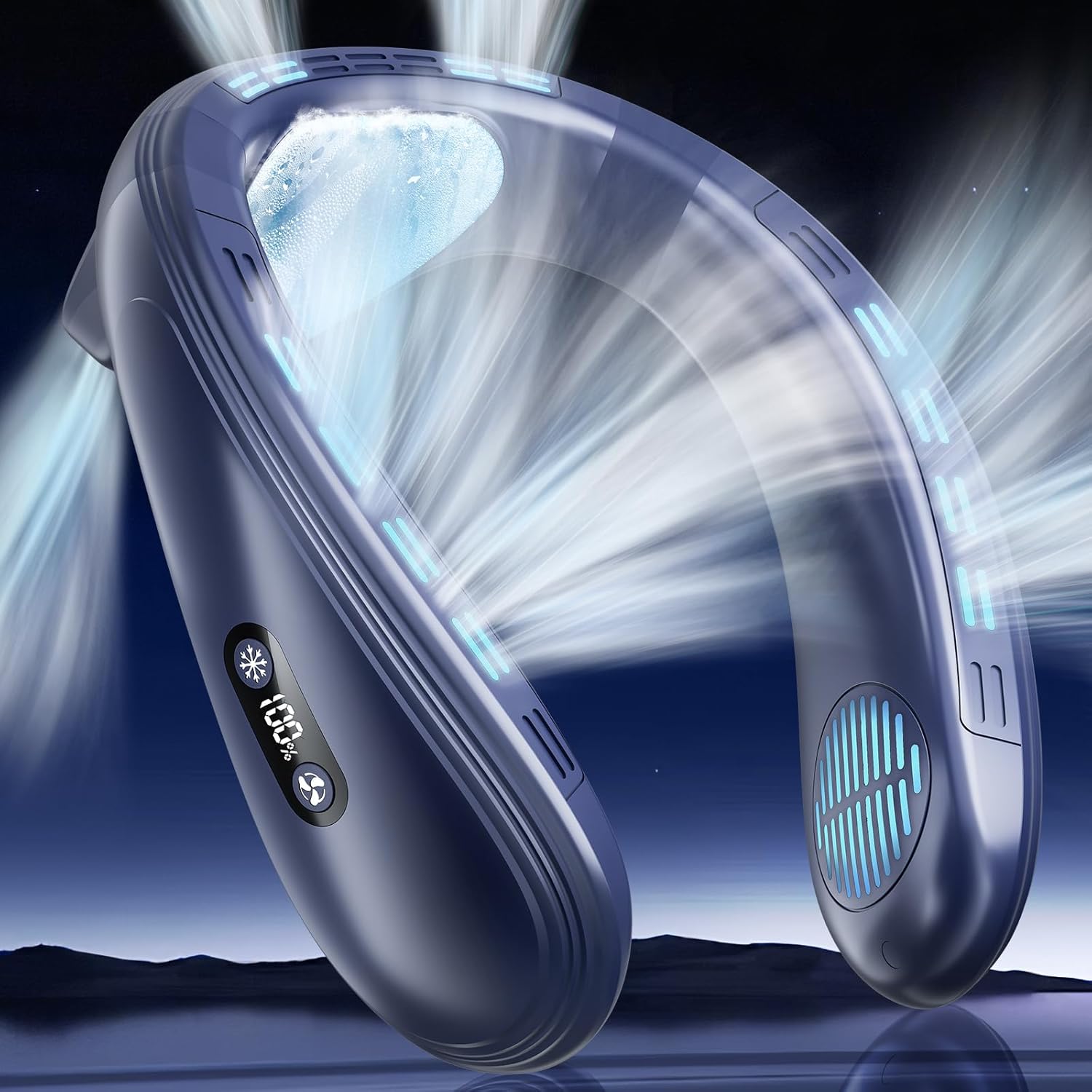 DATTOY Neck Air Conditioner, 360° Cooling Neck Fan, 8000mAh Rechargeable Wearable AC Air Conditioner with Large Cooling Plate,Blow Cold Air 3 Speeds Portable Personal Instant Neck Fan Cooler (Blue O) 1 DATTOY Neck Air Conditioner, 360° Cooling Neck Fan, 8000mAh Rechargeable Wearable AC Air Conditioner with Large Cooling Plate,Blow Cold Air 3 Speeds Portable Personal Instant Neck Fan Cooler (Blue O)