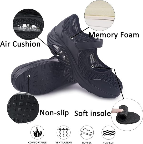 ⁦Women's Comfortable Working Nurse Shoes Non-Slip Adjustable Breathable Walking Buffer Fitness Casual Nursing Orthotic Shoes⁩ - الصورة ⁦4⁩