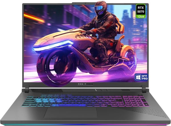 ASUS ROG Strix G18 Gaming Laptop, AMD Ryzen 9-9955HX, 64 GB DDR5 RAM, 2 TB PCIe SSD, 18" 2.5K (2560x1600) 240Hz Display, Nvidia G-Force RTX 5070, 4-Zone RGB Keyboard, W11 Pro, Eclipse Gray
