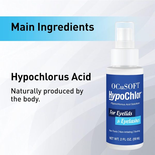 ⁦OCuSOFT HypoChlor Spray - Non-Irritating Hypochlorous Acid Spray & Eyelid Cleanser Solution to Remove Oil & Debris- 2 fl oz⁩ - الصورة ⁦4⁩