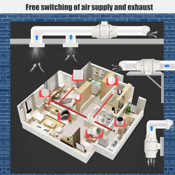 ⁦Kitchen Duct Fan, 4 Inch 220 V Inline Exhaust Air Fan, Flowing Ventilation System For Duct Vent Bathroom, Kitchen, Grow Tent, Hydroponics, 31 DB⁩ - الصورة ⁦4⁩