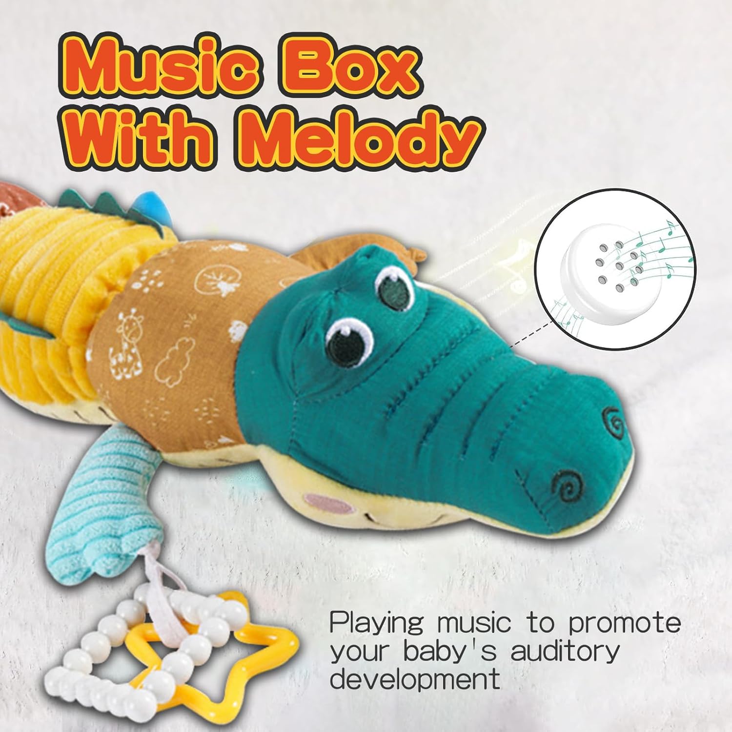 DMG Musical Crocodile Baby Toys, Activity Soft Toys with Multi-Sensory Crinkle, with Rattle, Ruler &Multi-Textures, Baby Teething Toys, Cute Stuffed Animal Tummy Time Toys for Newborn 0 3 6 12 Months 5 DMG Musical Crocodile Baby Toys, Activity Soft Toys with Multi-Sensory Crinkle, with Rattle, Ruler &Multi-Textures, Baby Teething Toys, Cute Stuffed Animal Tummy Time Toys for Newborn 0 3 6 12 Months - الصورة 5