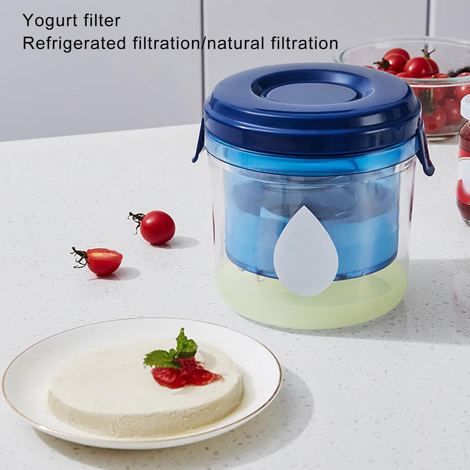 Luocute Yogurt Cheese Maker, Clear Container, Spring Loaded Pressure Plate, Stainless Steel, PP Material, Large Quantities, Reusable Thick Greek Yogurt Whey Separator for Home Kitchen 8 Luocute Yogurt Cheese Maker, Clear Container, Spring Loaded Pressure Plate, Stainless Steel, PP Material, Large Quantities, Reusable Thick Greek Yogurt Whey Separator for Home Kitchen - الصورة 8