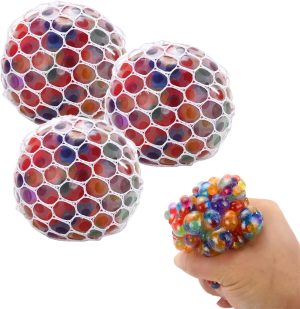 YingGouing Psychedelic Rainbow Stress Reliever Ball - Mesh Squishy Balls Stress Relief Toys Squeeze Grape Balls, Squishy Balls Fidget Toys For Anxiety, Stress, Anger Management, Hand Strength