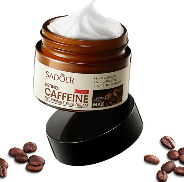 BSMKCL Face Moisturiser Retinol Cream, Caffeine Eye Cream for Dark Circles, Puffiness, Wrinkles, Hydrating, with Coffee Extract Caffeine Hydrating Facial Cream, Tightening Firming Skin 0.70 oz