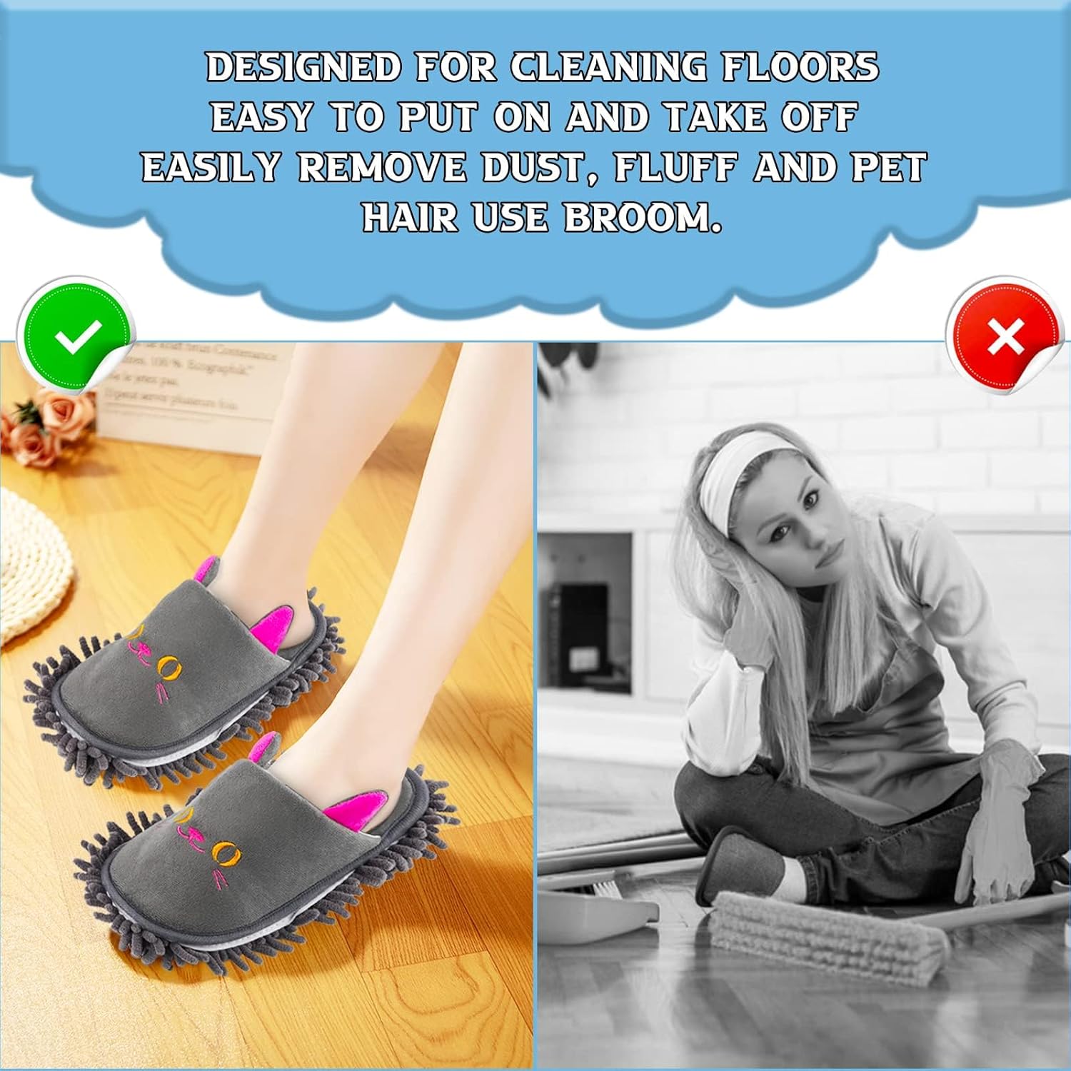 KASTWAVE Warm Indoor Walking Shoes, Dust Cleaning Floor Polishing Slippers, Hair Clean, Men and Women Washable Unisex Slippers (M, Darkgray Cat) 3 KASTWAVE Warm Indoor Walking Shoes, Dust Cleaning Floor Polishing Slippers, Hair Clean, Men and Women Washable Unisex Slippers (M, Darkgray Cat) - الصورة 3