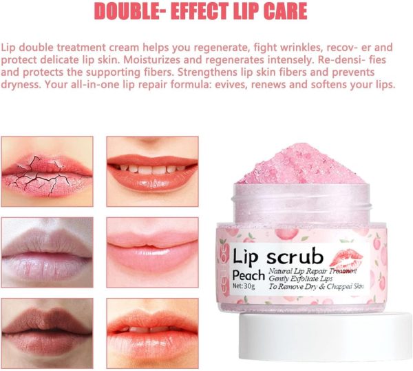 ⁦NALACAL Lip Scrub Exfoliator and Moisturizer, Natural Lip Care for Dry and Cracked Lips, Peach Sugar Lip Scrub for Hydration and Smoothness, Gentle Lip Care with Lip Brush⁩ - الصورة ⁦5⁩