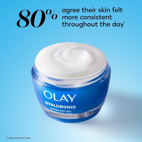 ⁦Olay Hyaluronic Acid Face Moisturizer, Instant Hydration for Women, Fragrance-Free - Dry Skin Solution, Glowing, Smoothing, Plumping, Renewing - Niacinamide, Amino Peptides 1.7 Oz⁩ - الصورة ⁦8⁩
