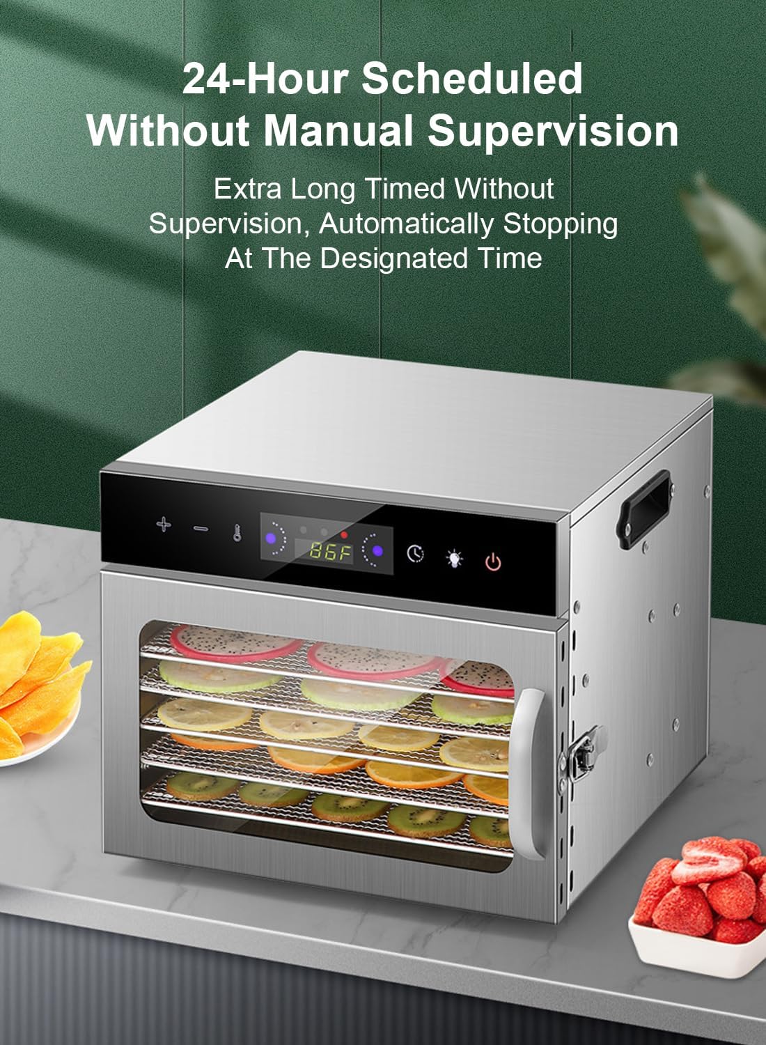 ETLIFE 8 Layer Home Professional Fruit Food Dryer, Stainless Steel Food Fruit Vegetable Pet Meat Air Dryer, Electric Dehydrator 2 ETLIFE 8 Layer Home Professional Fruit Food Dryer, Stainless Steel Food Fruit Vegetable Pet Meat Air Dryer, Electric Dehydrator - الصورة 2