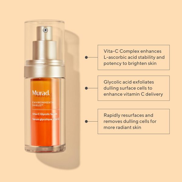 ⁦Murad Vita-C Glycolic Serum - Environmental Shield Skin Brightening Vitamin C Face Serum - Hyperpigmentation Treatment Backed by Science, 1 Fl Oz⁩ - الصورة ⁦2⁩
