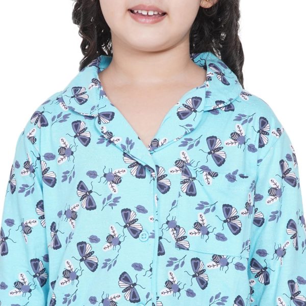⁦Lauren Smith Girl's Pajama Set Long Sleeve Buttoned Top with pants 2 Piece Printed Sleepwear Cotton Girls Soft Pjs Lounge Set Kids nightwear sets⁩ - الصورة ⁦6⁩