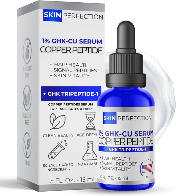 Copper Peptide GHK-Cu DIY Make Your Own Face and Hair Serum Mix with Any Skincare Product, Skin Perfection 0.5 Fl Oz, 300 Drops