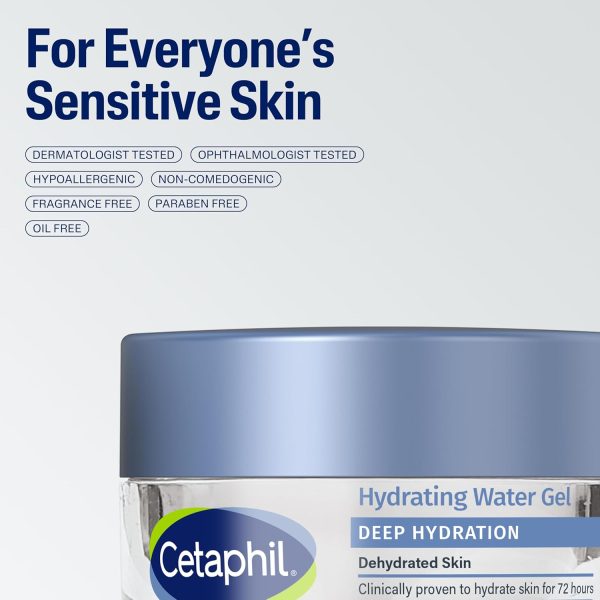 ⁦Cetaphil Deep Hydration Skin Restoring Water Gel with Hyaluronic and Polyglutamic Acid, Face Moisturizer, 72 Hour Hydration, For Dry, Dehydrated Sensitive Skin, Fragrance Free, 1.7 oz, Fragrance Free⁩ - الصورة ⁦9⁩