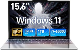 Tuonoyee 2025 Latest 15.6''Laptop Computer Windows 11, 32GB RAM 1TB SSD laptops for Intel i7-6500U, FHD IPS Display & Backlit Keyboard, Webcam, Fingerprint Unlock, 5G Wi-Fi, BT5.2, HDMI, USB3.0