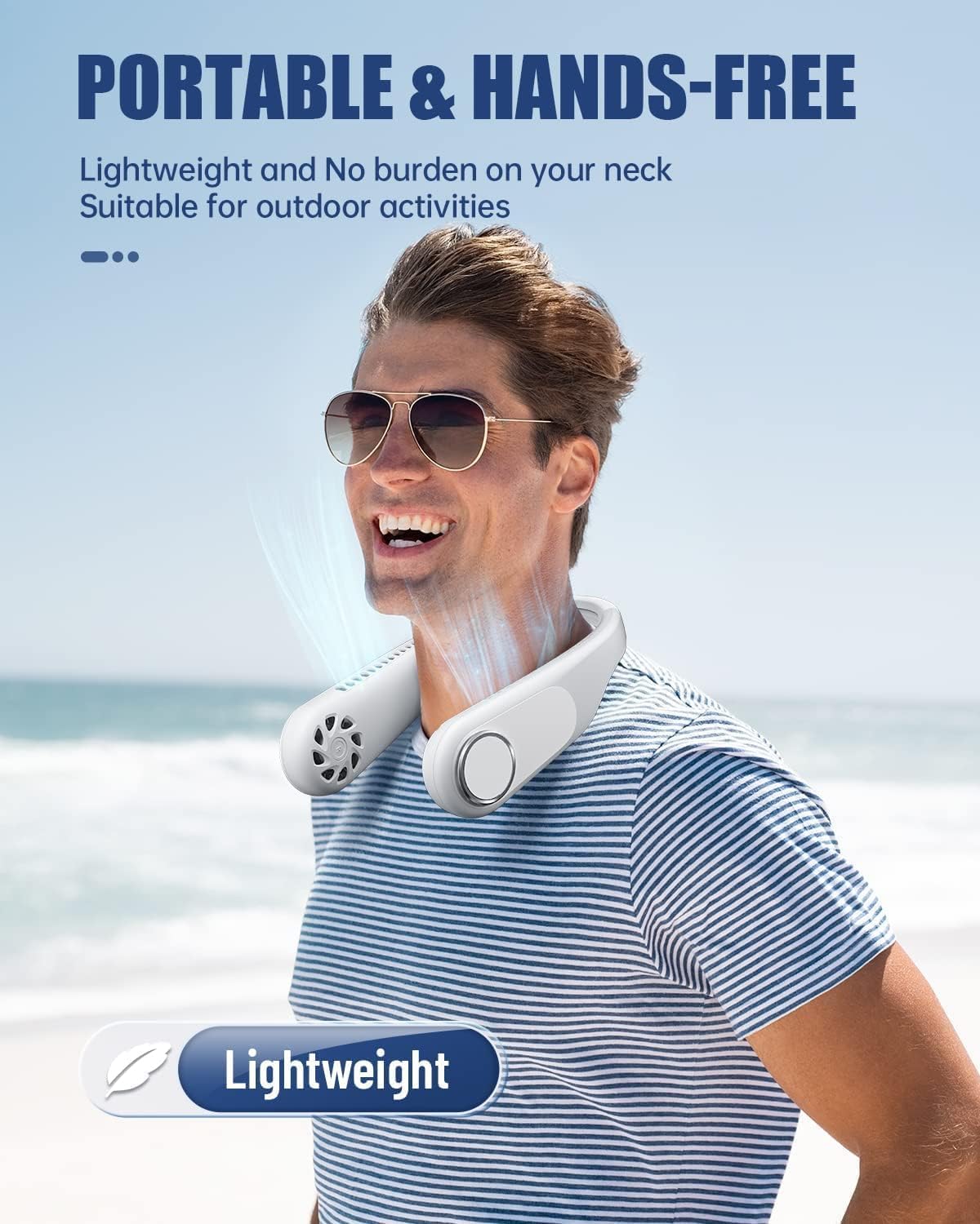 Khazna Bladeless Neck Fan -3600mAh Battery Operated Fan Rechargeable - Personal Portable Fan - 360° Cooling USB Wearable Fan - Low Noise, Up to 9Hrs Use Time Hanging Around Neck Fans (White) 6 Khazna Bladeless Neck Fan -3600mAh Battery Operated Fan Rechargeable - Personal Portable Fan - 360° Cooling USB Wearable Fan - Low Noise, Up to 9Hrs Use Time Hanging Around Neck Fans (White) - الصورة 6