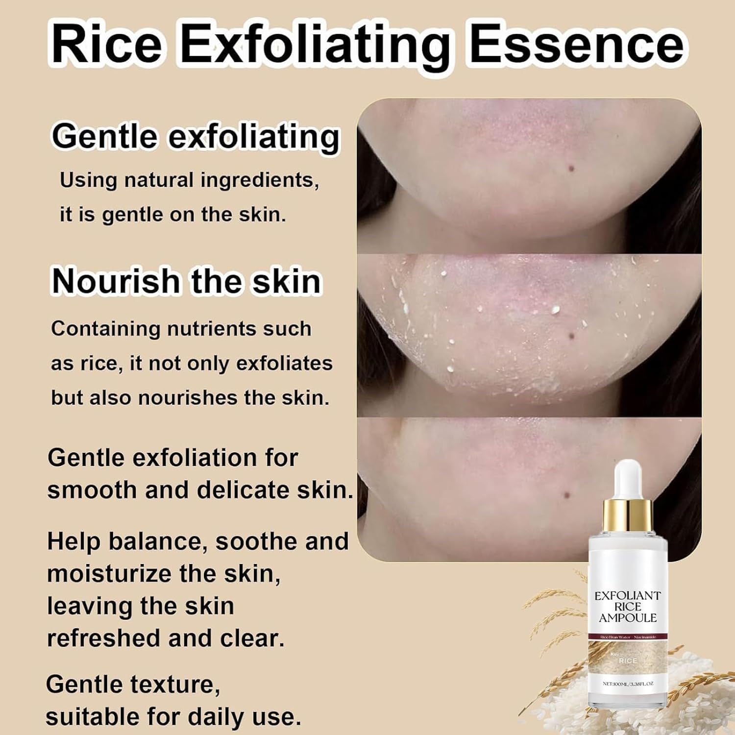 Black and White Rice Face Exfoliantor, Black and White Rice Peeling Ampoule, Rice Exfoliant, Soft Exfoliating Face Exfoliator, Hydrating Formula for All Skin Types 7 Black and White Rice Face Exfoliantor, Black and White Rice Peeling Ampoule, Rice Exfoliant, Soft Exfoliating Face Exfoliator, Hydrating Formula for All Skin Types - الصورة 7