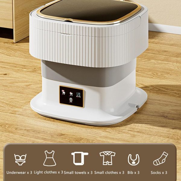 ⁦ALMEKAQUZ Portable Washing Machine, 11.5 Liter Mini Washer for Small Clothes, Underwear, Baby Clothes, Socks, Foldable Portable Washer for Apartments, Homes, Hotels, Camping, Rvs (Gray)⁩ - الصورة ⁦2⁩