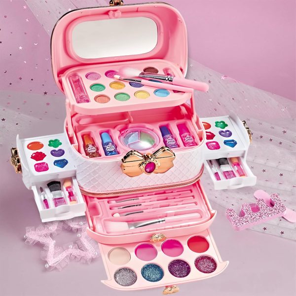 ⁦BOOM Kids Makeup Kit for Girls, 54PCS Washable Makeup Set with Portable Case, Safe & Non-Toxic Pretend Beauty Toy Gift for Girls Age 4 5 6 7 8 Years Old (Pink)⁩ - الصورة ⁦7⁩