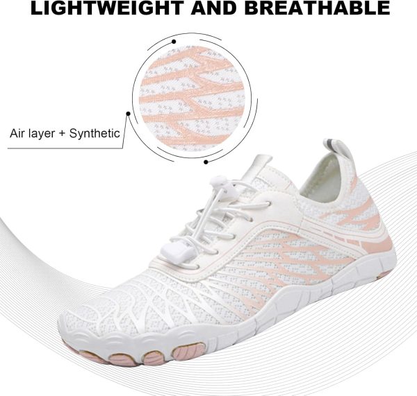 ⁦KASTWAVE Hike Barefoot Shoes for Women Water Shoes with Toe Box Non-Slip Zero Drop Hiking Footwear Breathable Outdoor Trail Running Shoe Elastic Lock Buckle for Aquatic Adventures, 39 EU Wide⁩ - الصورة ⁦6⁩