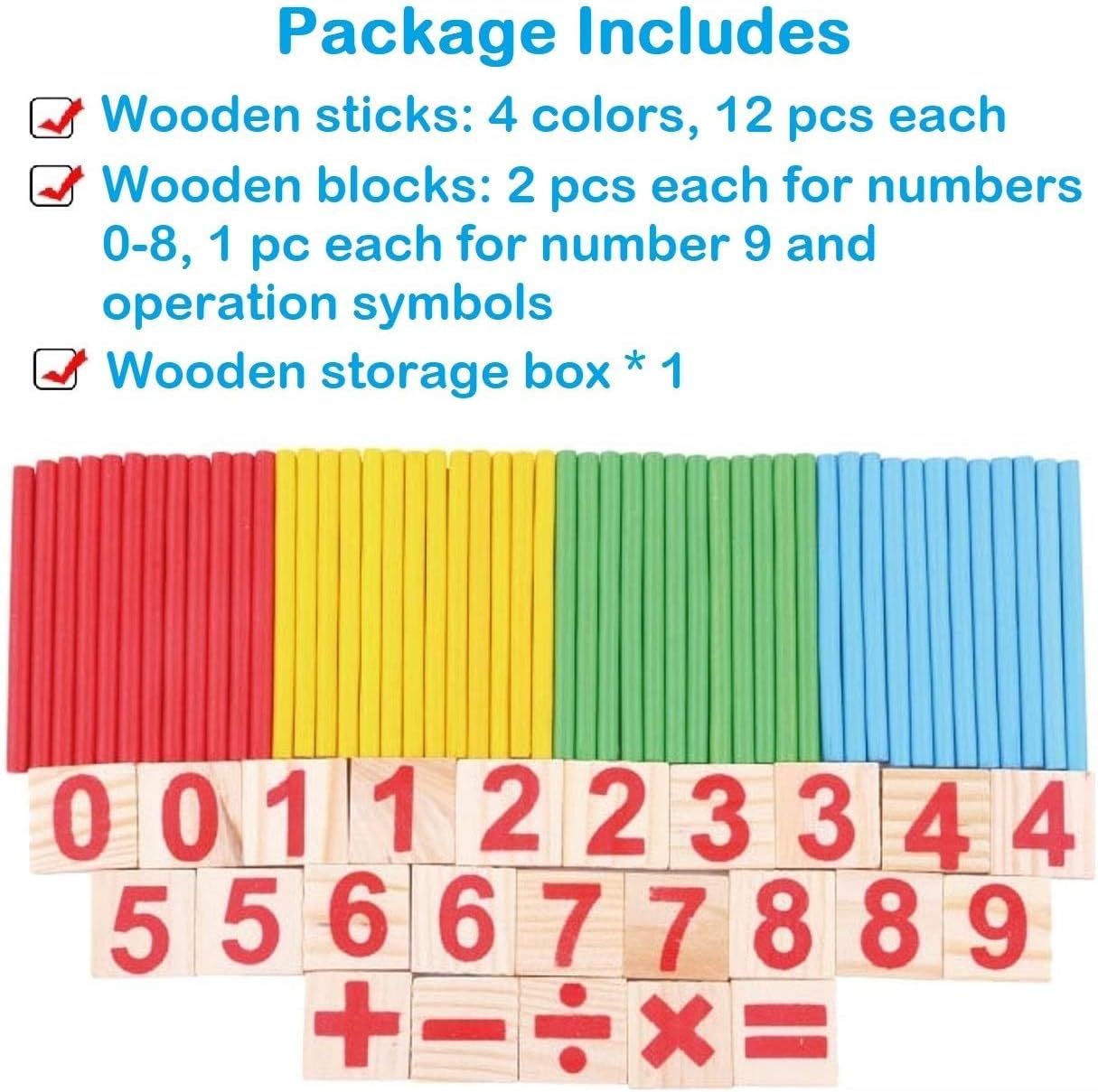 Bolivia's Counting Number Blocks and Sticks, Counting Blocks Calculation Math Educational Toy, Wooden Number Cards and Counting Rods Box, Montessori Toys for Kids Learning Kids Ages 3-8 4 Bolivia's Counting Number Blocks and Sticks, Counting Blocks Calculation Math Educational Toy, Wooden Number Cards and Counting Rods Box, Montessori Toys for Kids Learning Kids Ages 3-8 - الصورة 4