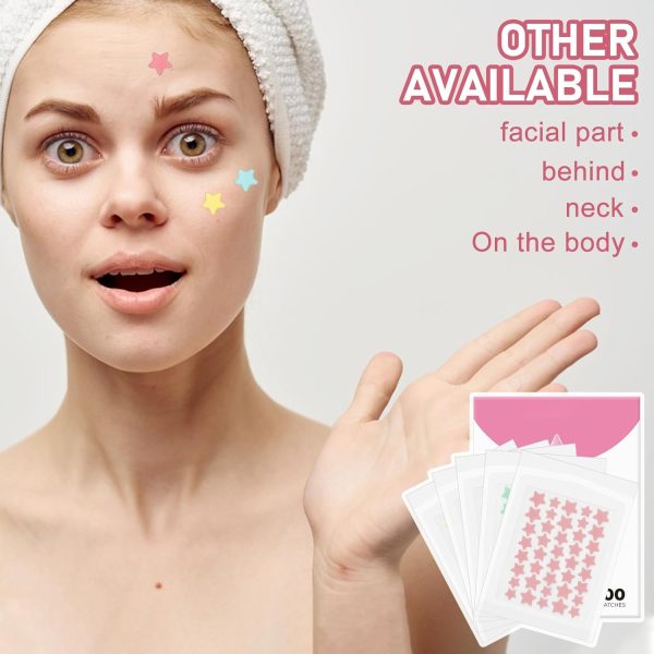 ⁦Paporich 200Pcs Acne Pimple Plasters Stars Pimple Patches, Pimple Patch, Colourful Pimple Patch, Face Care Salicylic Acid Pimple Patches Suitable for Day and Night⁩ - الصورة ⁦5⁩