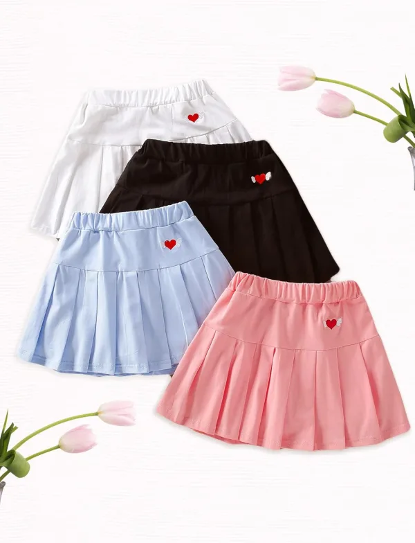 SEAUR Girls Packs Sport Skirt Elastic Waist Tennis Skort Kids
