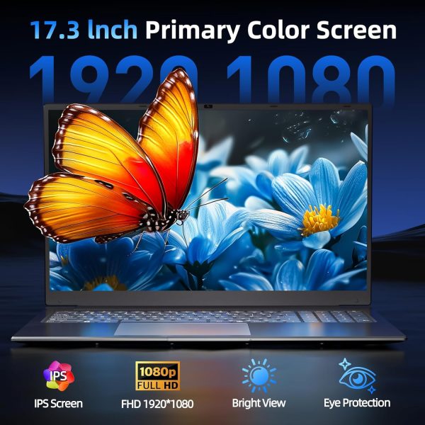 ⁦SGIN Windows 11 Laptops, 17.3 Inch Laptop Computer with Core i3 CPU, 4GB DDR4 128GB SSD, 60800mWh Battery, FHD IPS Display, Type-C, 5G WiFi, BT4.2, Webcam, USB3.2, HDMI, for Student and Business⁩ - الصورة ⁦2⁩