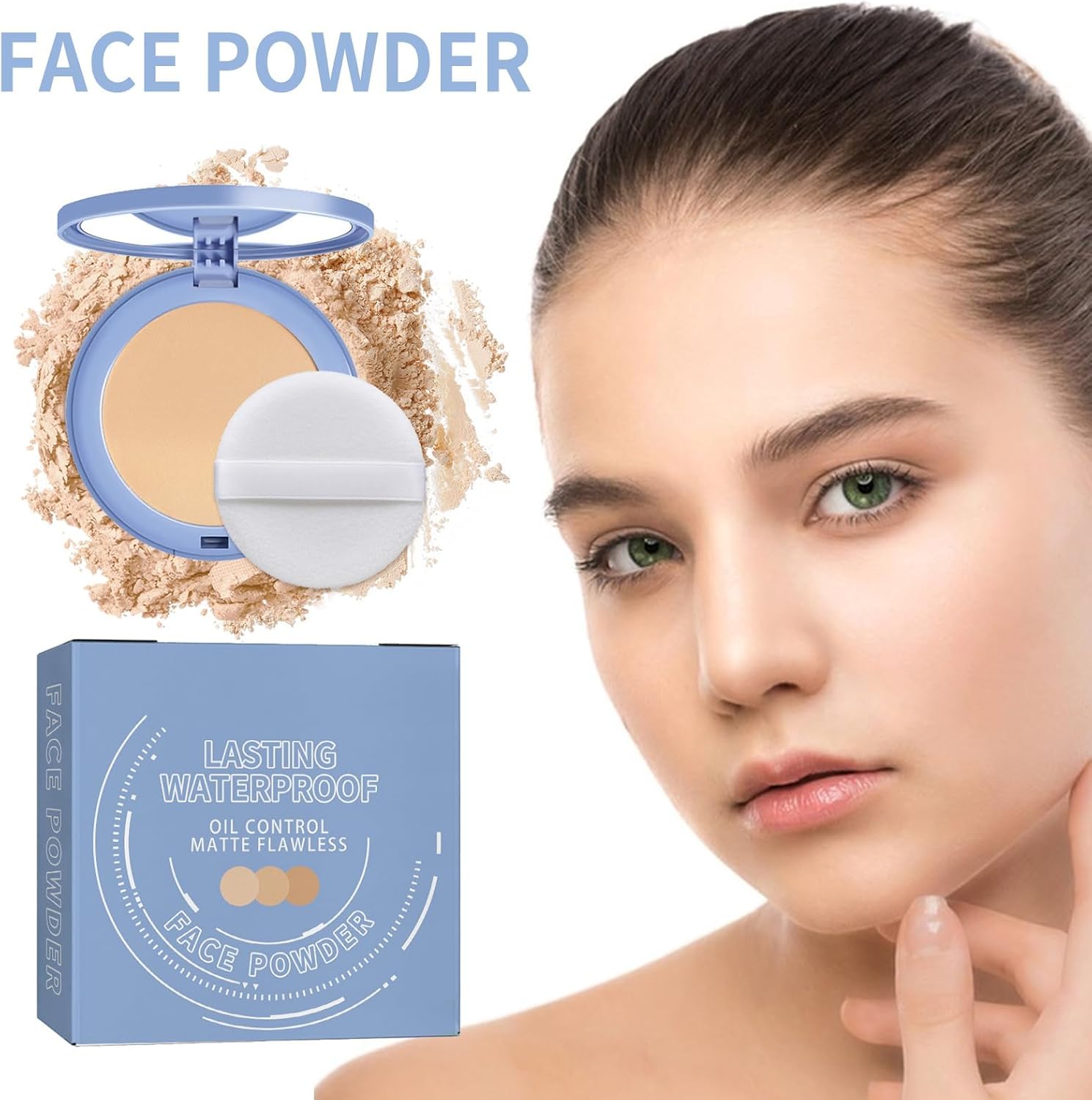 Xiquzal Pressed Powder, Matte Oil Control Makeup Powder, Poreless Setting Powder, Oil Control Face Pressed Powder, Natural Matte Setting Powder, Waterproof Powder, Creates Soft Focus Effect 2 Xiquzal Pressed Powder, Matte Oil Control Makeup Powder, Poreless Setting Powder, Oil Control Face Pressed Powder, Natural Matte Setting Powder, Waterproof Powder, Creates Soft Focus Effect - الصورة 2