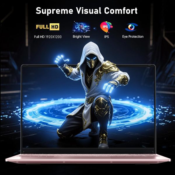 ⁦FUNYET Gaming Laptop, 16 Inch Laptop Computer with Win 11 Pro, 12th Gen N150 Processor(up to 3.6GHz), 16GB RAM 512GB SSD, Backlit Keyboard, FHD 1920 * 1200, Bluetooth. Rose Gold.⁩ - الصورة ⁦4⁩