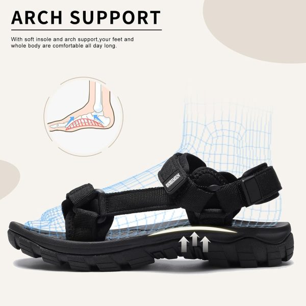 ⁦SYKT Womens Sandal Sport Sandals Open Toe Slide Sandals Ankle Strap Hiking Sandal Adjustable Velcro Arch Fit⁩ - الصورة ⁦5⁩