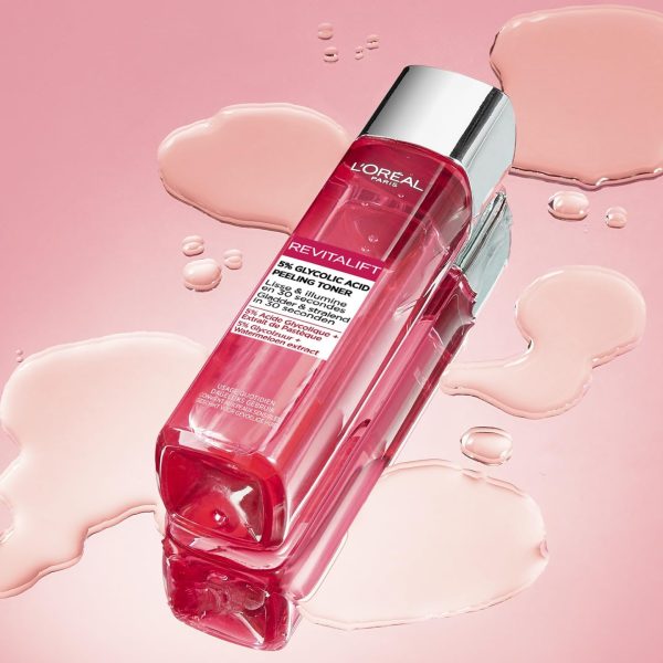 ⁦L'Oréal Paris - Smoothing and Exfoliating Facial Peeling Lotion - Removes Blackheads, Enlarged Pores & Blemishes - Glycolic Acid 5% - Revitalift Toner Peeling - 180ml⁩ - الصورة ⁦6⁩
