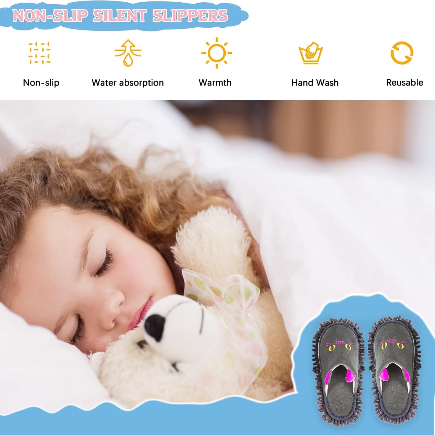 KASTWAVE Warm Indoor Walking Shoes, Dust Cleaning Floor Polishing Slippers, Hair Clean, Men and Women Washable Unisex Slippers (M, Darkgray Cat) 4 KASTWAVE Warm Indoor Walking Shoes, Dust Cleaning Floor Polishing Slippers, Hair Clean, Men and Women Washable Unisex Slippers (M, Darkgray Cat) - الصورة 4