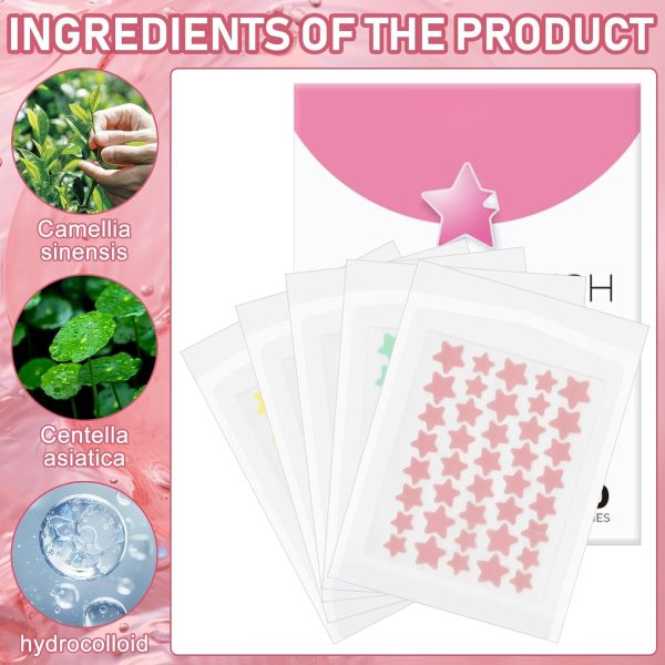 ⁦Paporich 200Pcs Acne Pimple Plasters Stars Pimple Patches, Pimple Patch, Colourful Pimple Patch, Face Care Salicylic Acid Pimple Patches Suitable for Day and Night⁩ - الصورة ⁦3⁩