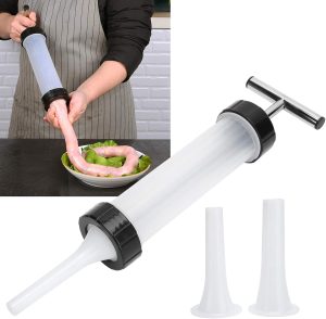 Xuzuyic Meat Stuffer, with 3 Sausage Filling Tubes Good Sealing Performance Stainless Steel Sausage Stuffer, for Home Kitchen