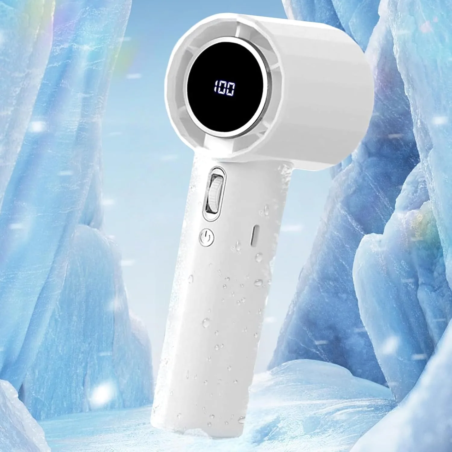 FOTN 2025 Portable Handheld Fan, High Speed Turbo Personal Fan with 100 Speed Adjustable & 3600mAh Battery USB Rechargeable, Digital Display, for Travel Camping Outdoor, Gifts for Women Men (White)