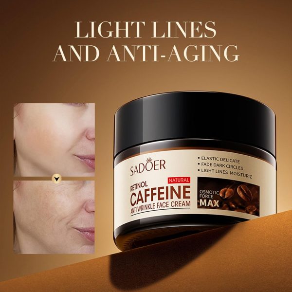 ⁦BSMKCL Face Moisturiser Retinol Cream, Caffeine Eye Cream for Dark Circles, Puffiness, Wrinkles, Hydrating, with Coffee Extract Caffeine Hydrating Facial Cream, Tightening Firming Skin 0.70 oz⁩ - الصورة ⁦2⁩