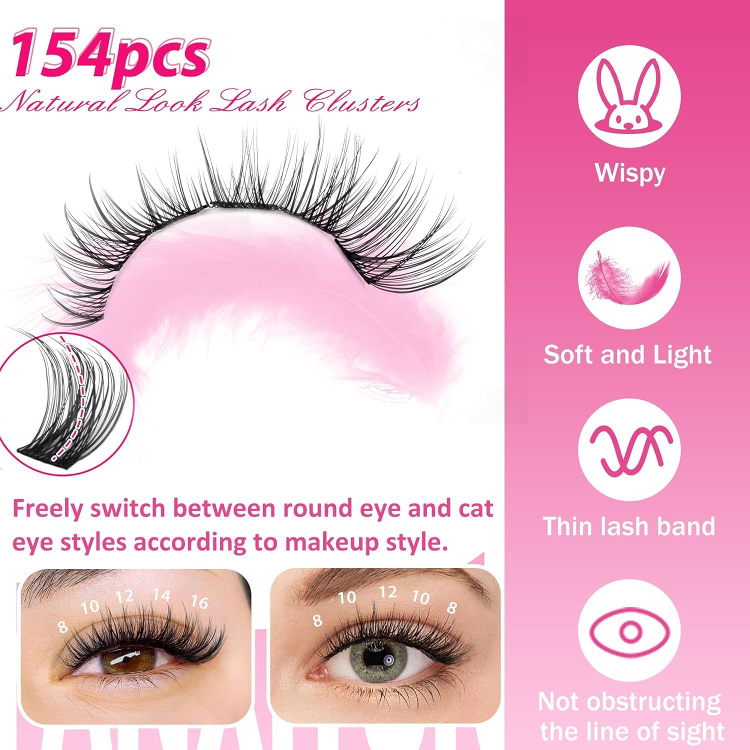 DIY Lash Extension Kit Natural Look Wispy Lash Clusters D Curl 154pcs Lashes Clusters 8-16mm Eyelash Extension Kit Lash Bond and Seal Lash Tweezers Individual Lashes Lash Cluster Kit For Beginners 4 DIY Lash Extension Kit Natural Look Wispy Lash Clusters D Curl 154pcs Lashes Clusters 8-16mm Eyelash Extension Kit Lash Bond and Seal Lash Tweezers Individual Lashes Lash Cluster Kit For Beginners - الصورة 4