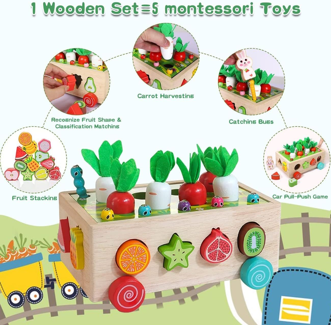 EDUTREE Toddlers Montessori Wooden Educational Toys for Baby Boys Girls Age 1 2 3 Year Old,Wooden Sorting Toys Preschool Educational Gift, Wood Preschool Learning Fine Motor Skills Game, Carrots Gifts 2 EDUTREE Toddlers Montessori Wooden Educational Toys for Baby Boys Girls Age 1 2 3 Year Old,Wooden Sorting Toys Preschool Educational Gift, Wood Preschool Learning Fine Motor Skills Game, Carrots Gifts - الصورة 2